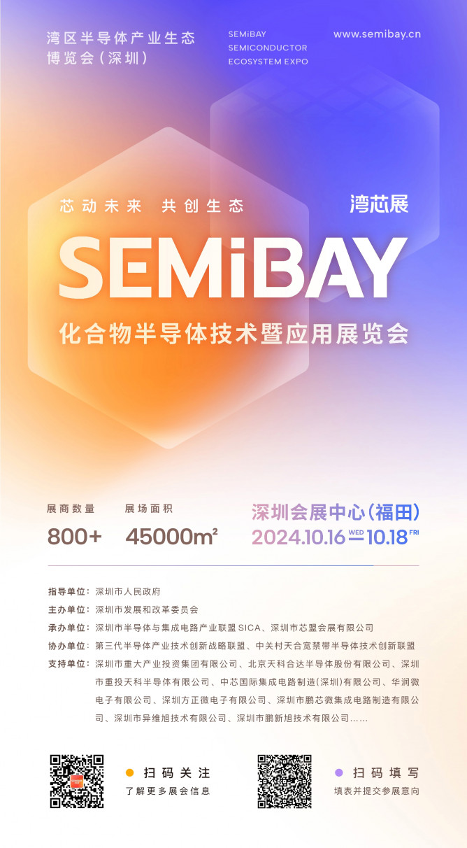 SEMiBAY/灣芯展| 800+展商齊聚化合物半導(dǎo)體技術(shù)暨應(yīng)用展覽會，10月15-18日深圳見！